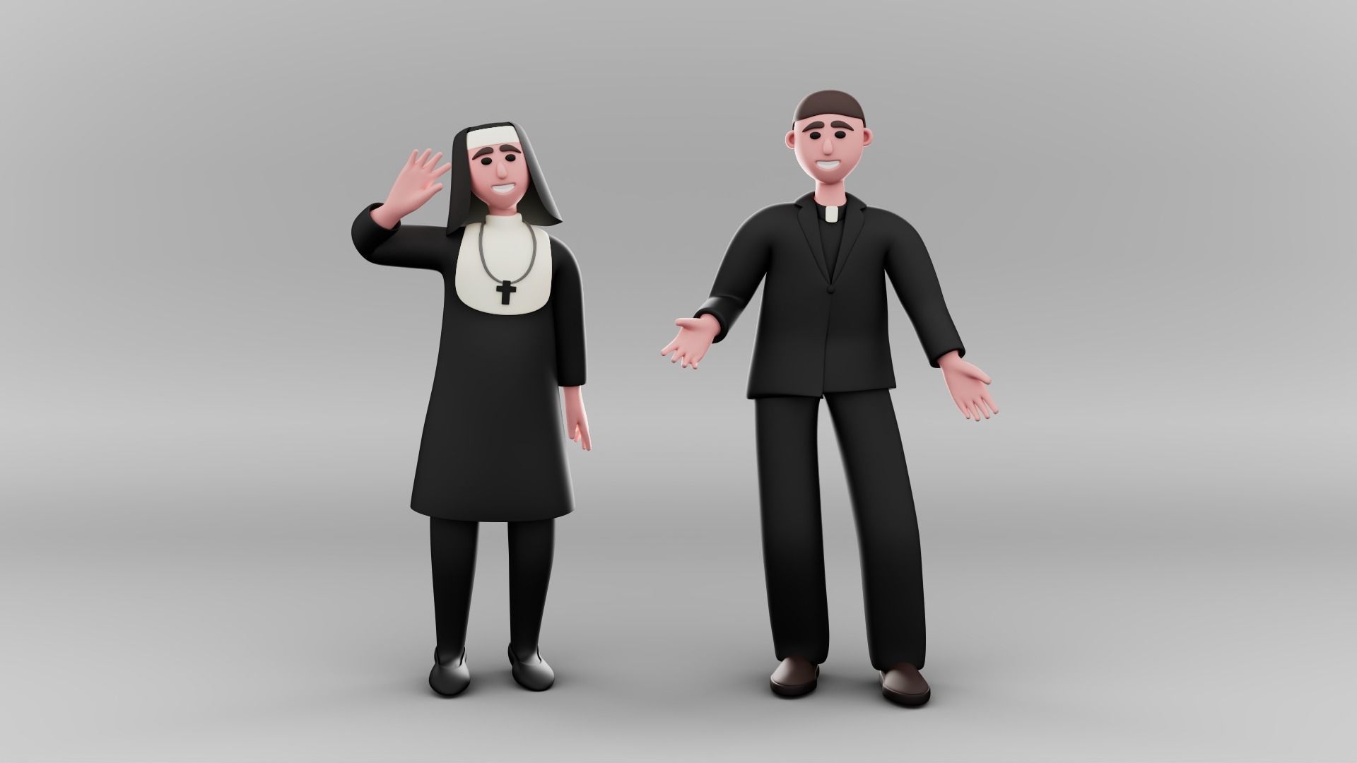 Christians - Rigged 3D Characters 12 Animations Low-poly 3D model_12