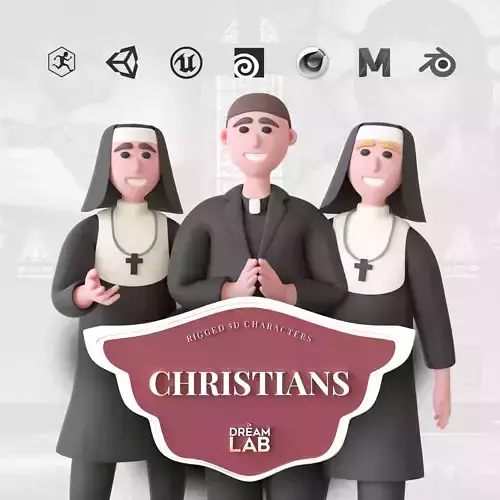 Christians - Rigged 3D Characters 12 Animations Low-poly 3D model