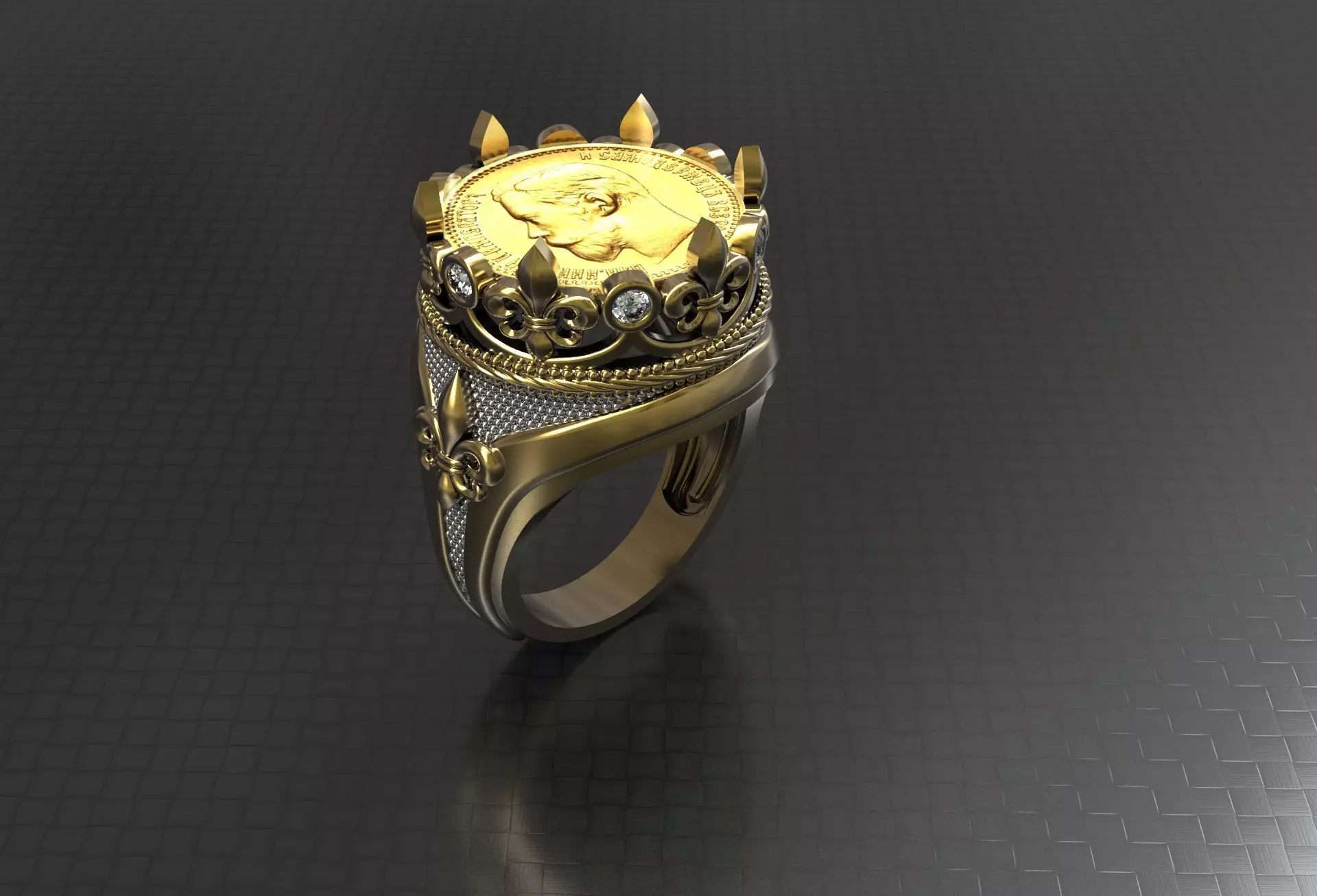 CROWN RING WITH COIN 3D print model