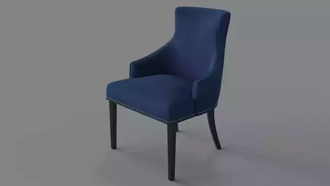 Dining Room Nailhead Trimmed Upholstered Dining Chair Navy Blue