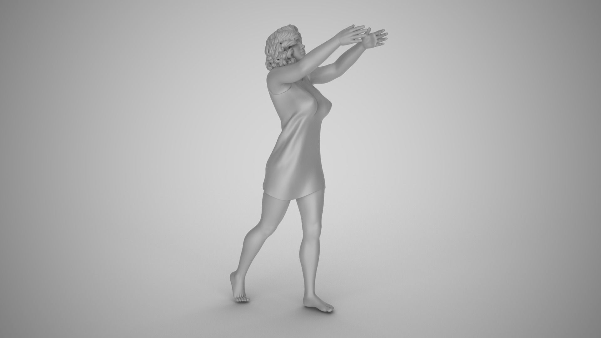 Girl Hold up and Put 3D print model_2