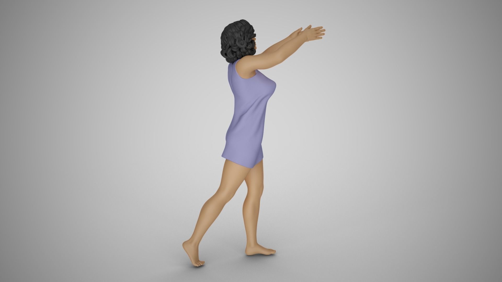 Girl Hold up and Put 3D print model_4