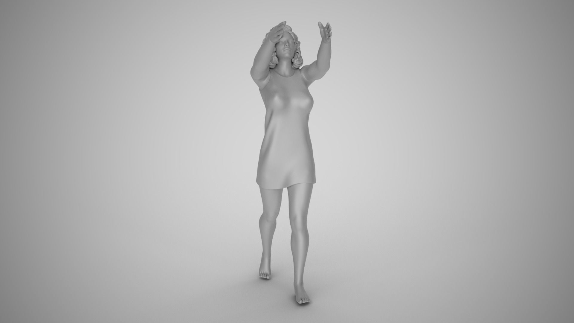 Girl Hold up and Put 3D print model_1