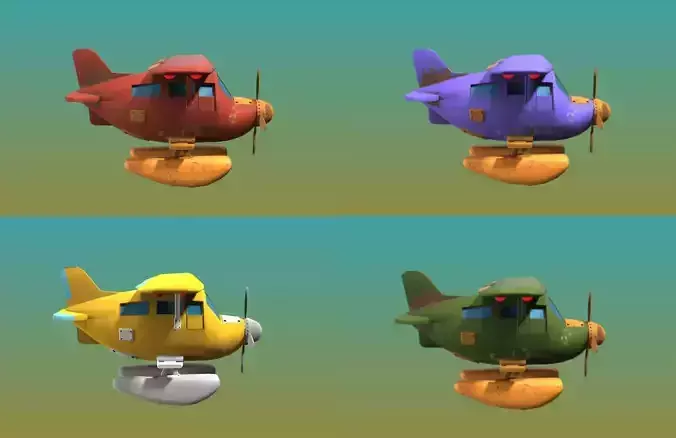 Cartoon Style Plane Game 3D asset