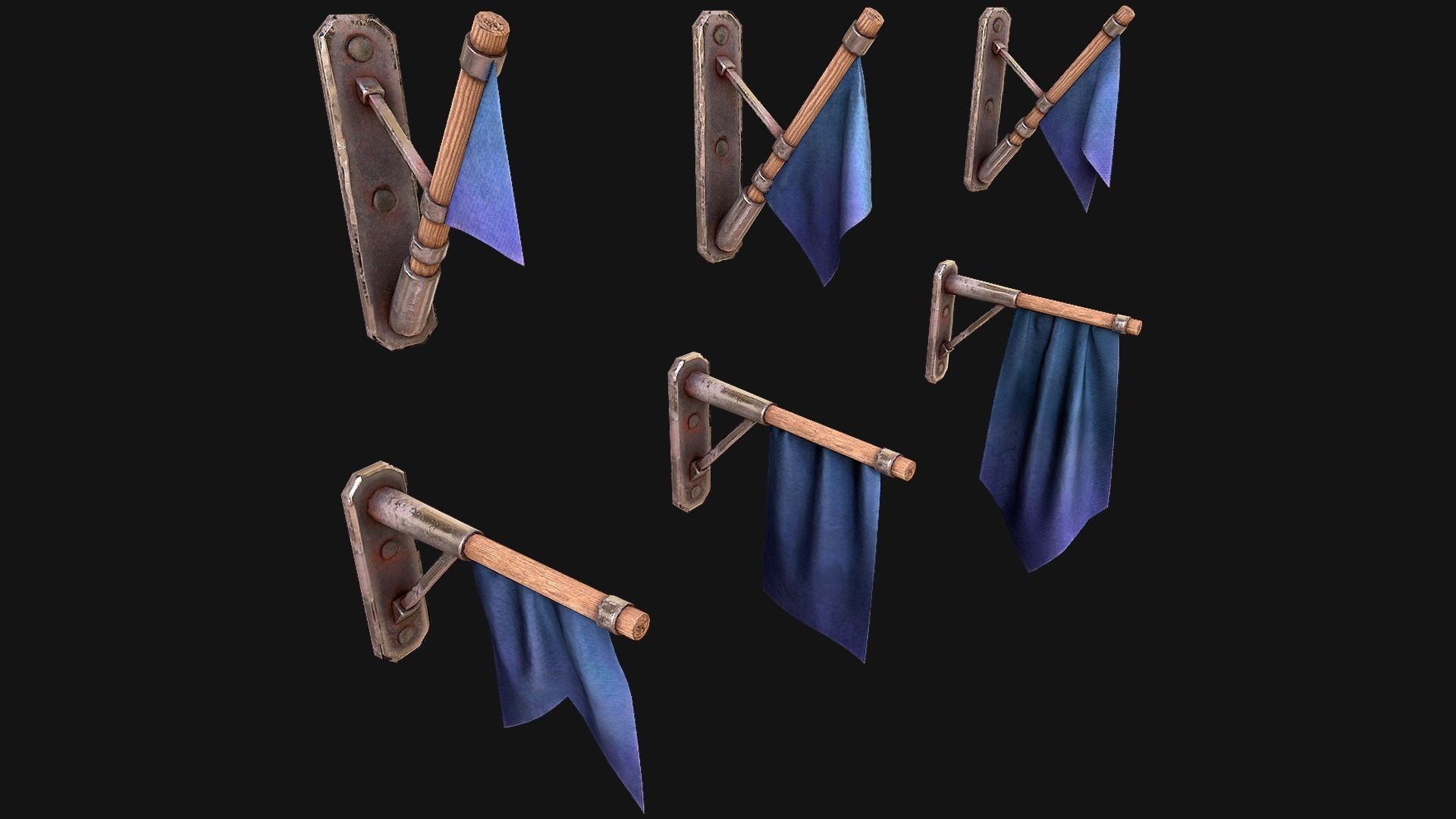 Medieval Flags Pack Low-poly 3D model_54