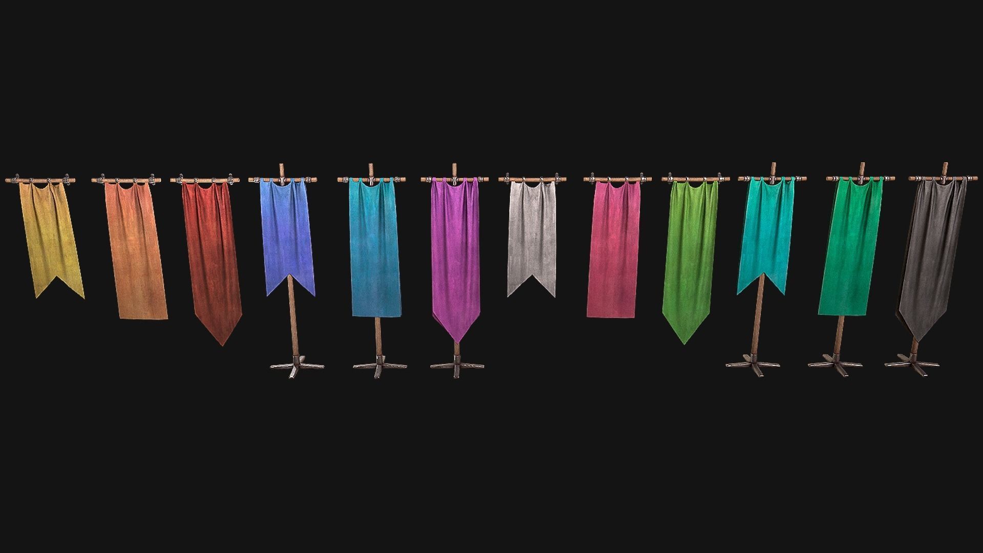 Medieval Flags Pack Low-poly 3D model_37