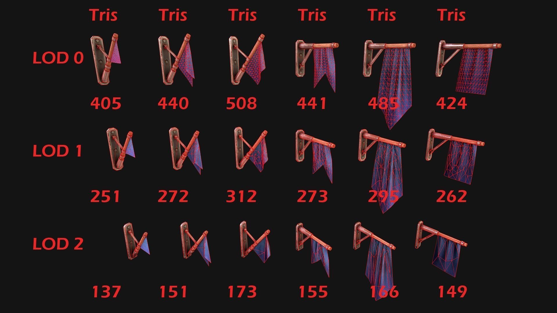Medieval Flags Pack Low-poly 3D model_9