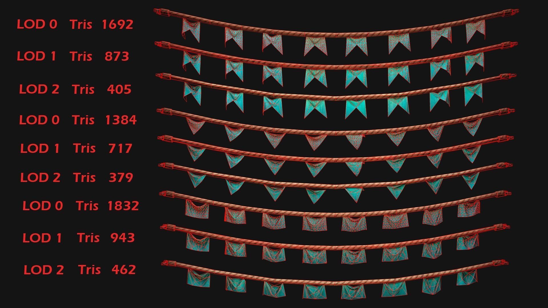 Medieval Flags Pack Low-poly 3D model_10