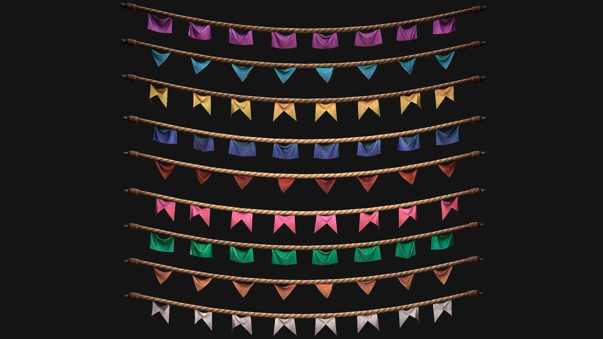 Medieval Flags Pack Low-poly 3D model_5