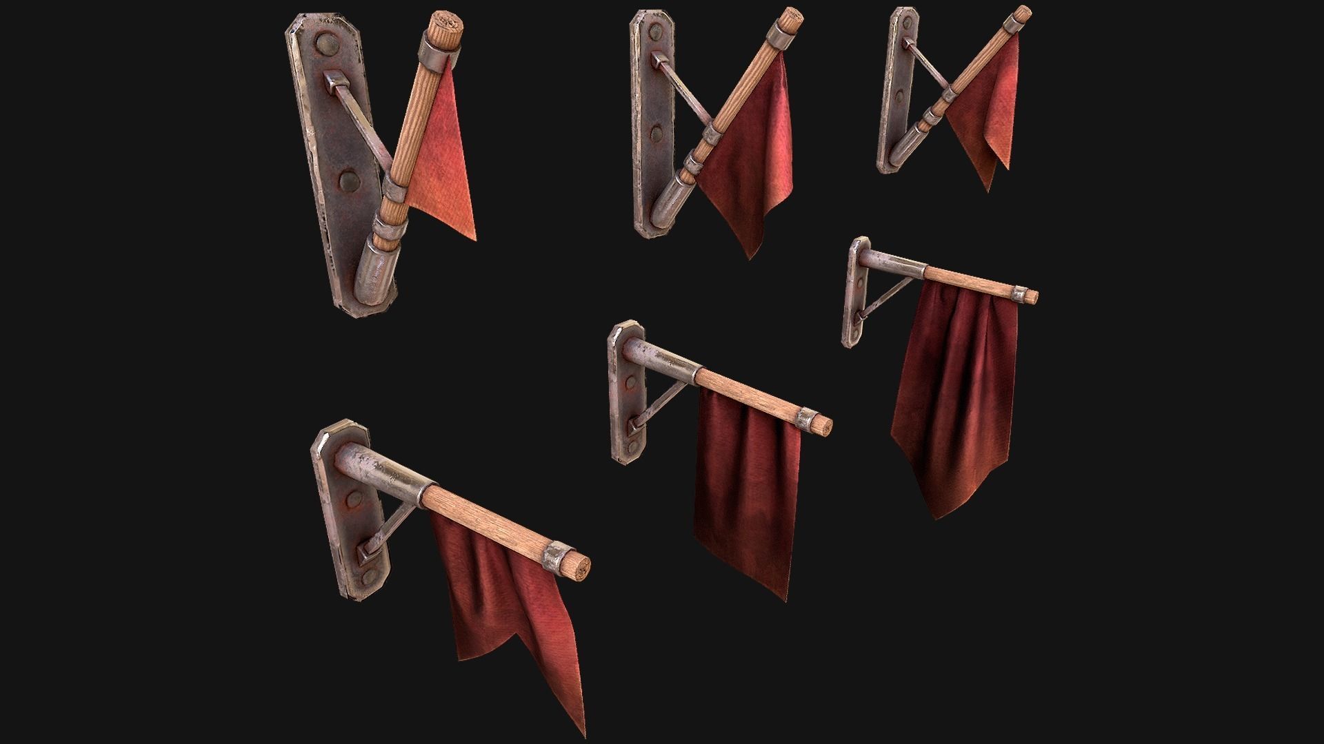Medieval Flags Pack Low-poly 3D model_44