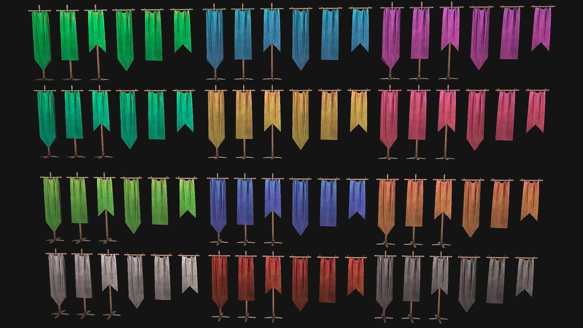 Medieval Flags Pack Low-poly 3D model_29