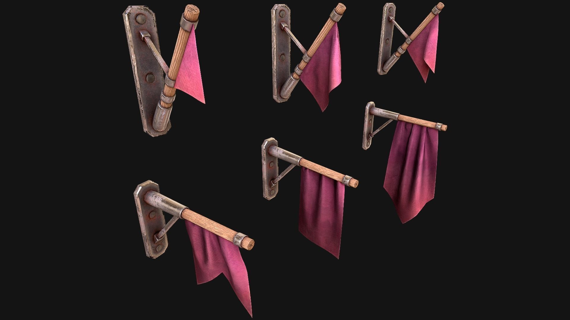 Medieval Flags Pack Low-poly 3D model_42