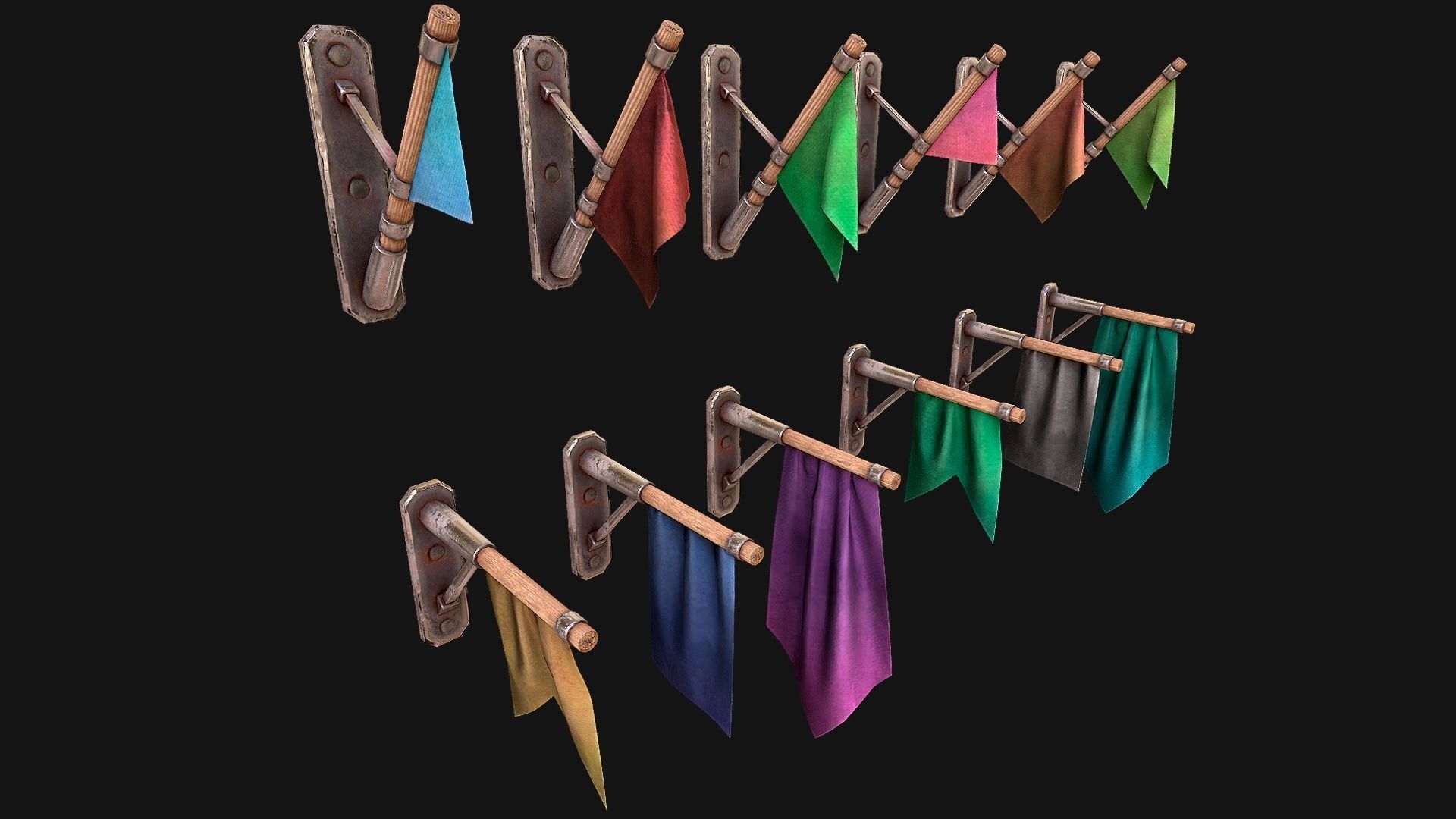 Medieval Flags Pack Low-poly 3D model_52
