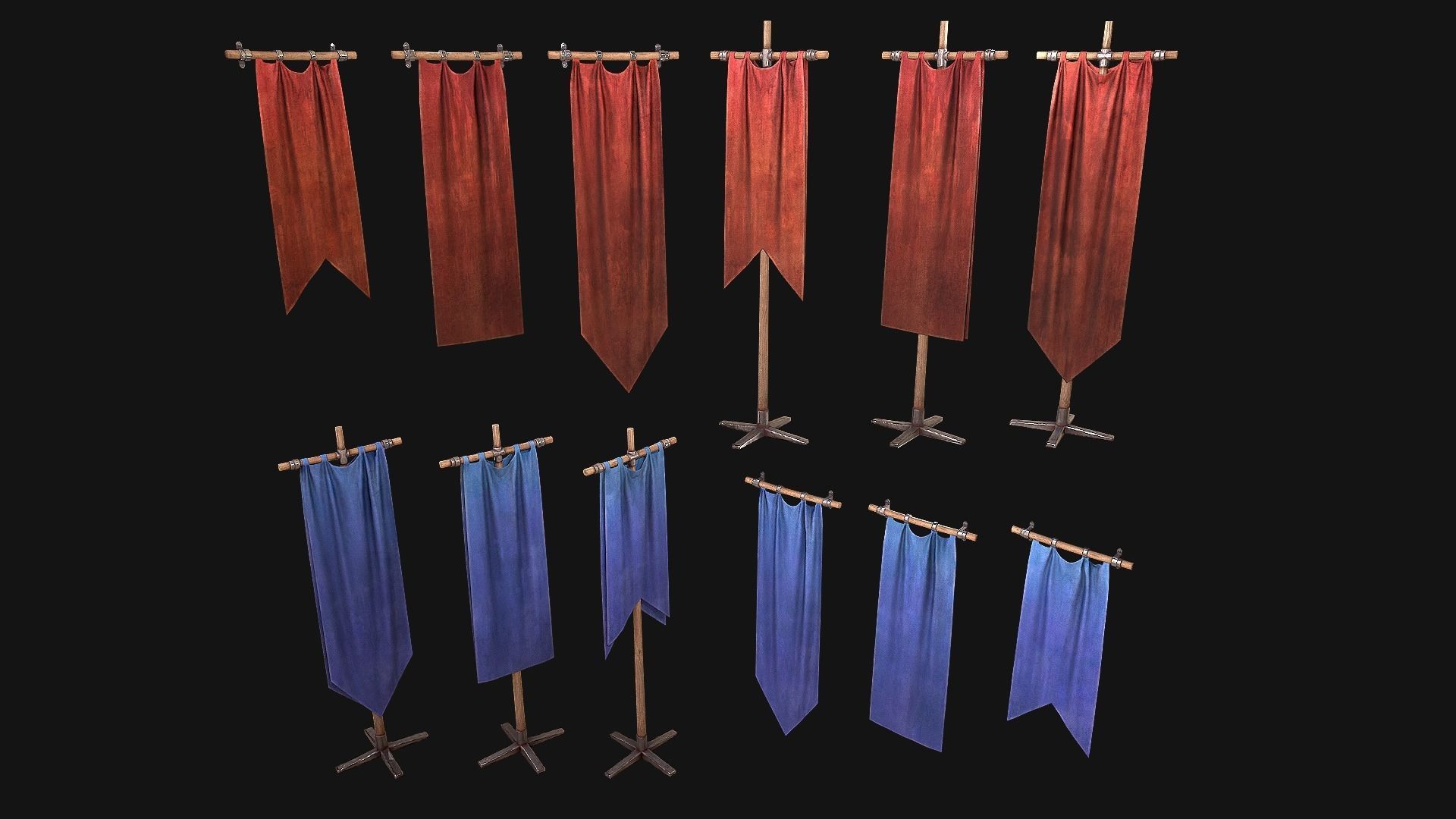 Medieval Flags Pack Low-poly 3D model_39