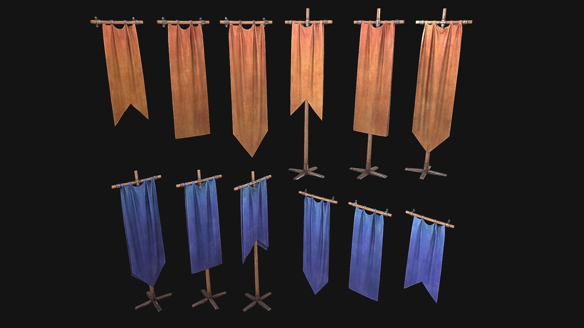 Medieval Flags Pack Low-poly 3D model_41