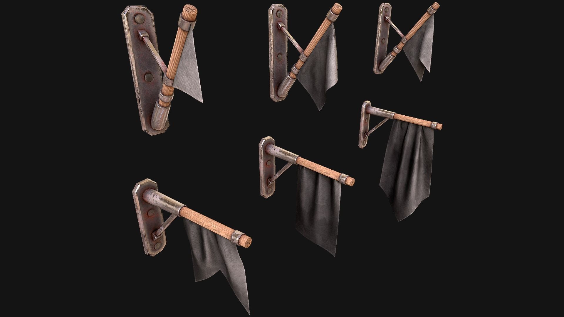 Medieval Flags Pack Low-poly 3D model_56