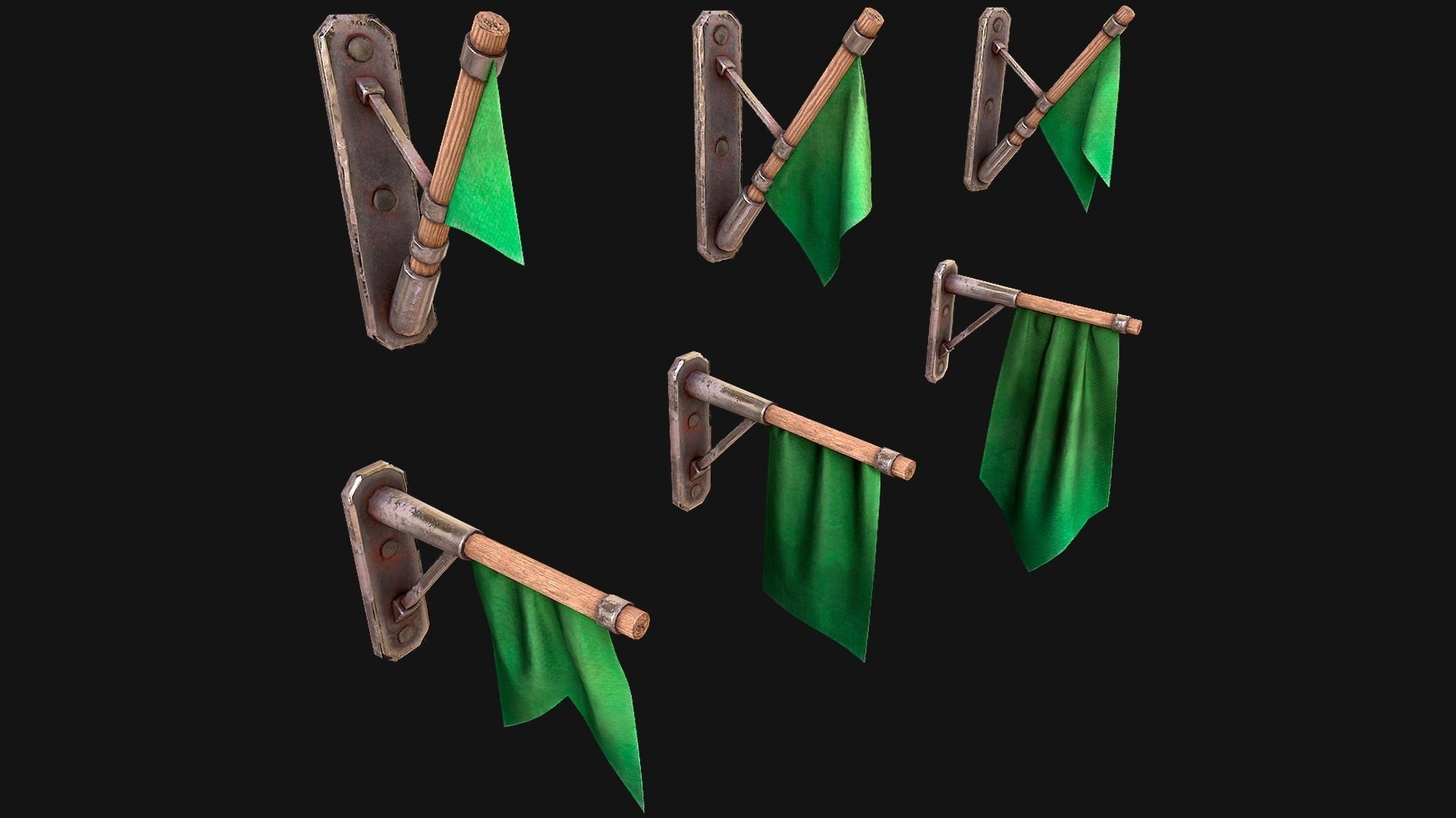 Medieval Flags Pack Low-poly 3D model_55