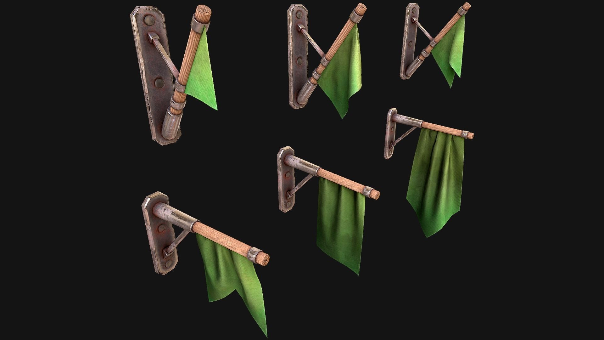 Medieval Flags Pack Low-poly 3D model_57