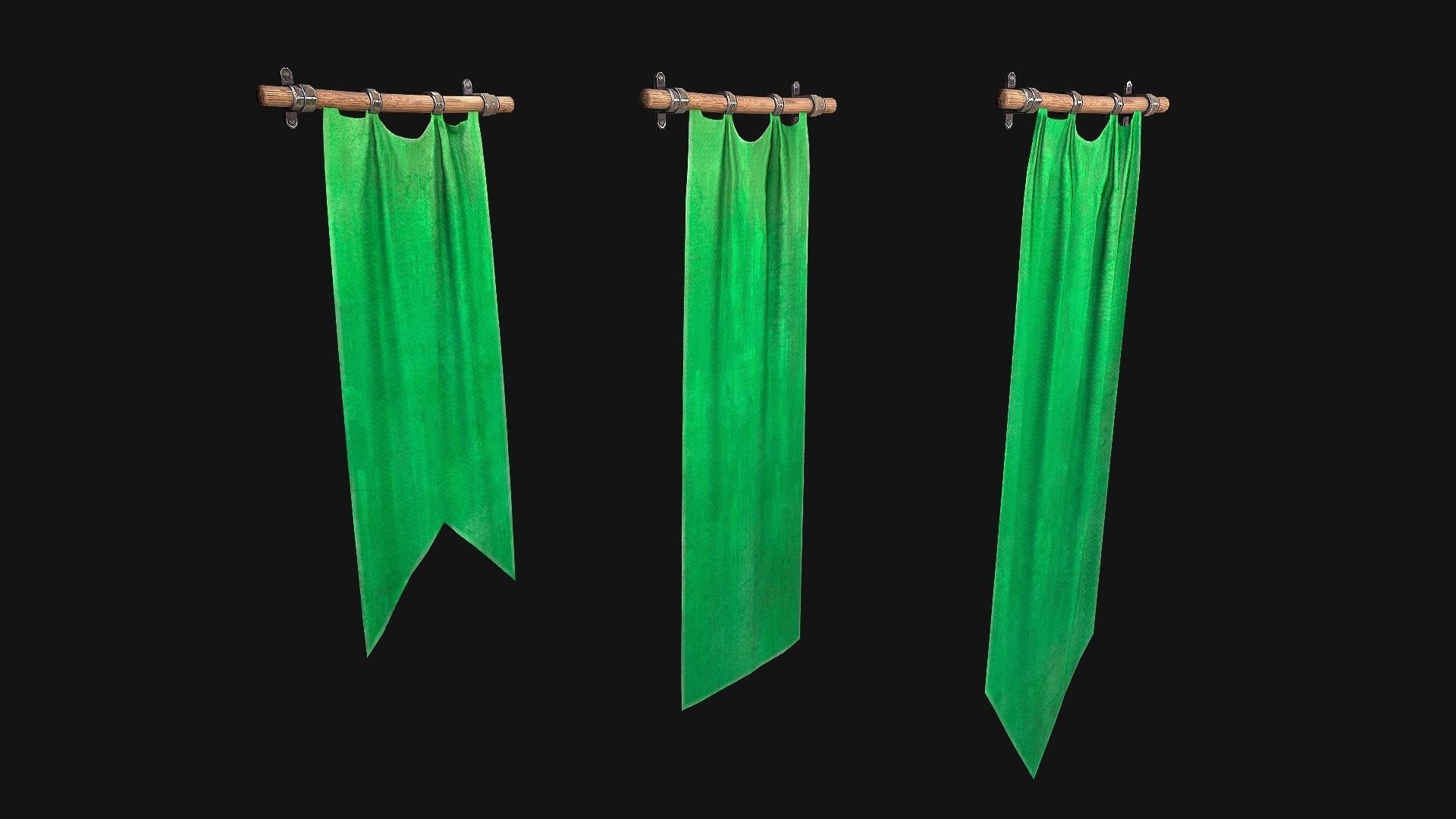 Medieval Flags Pack Low-poly 3D model_31