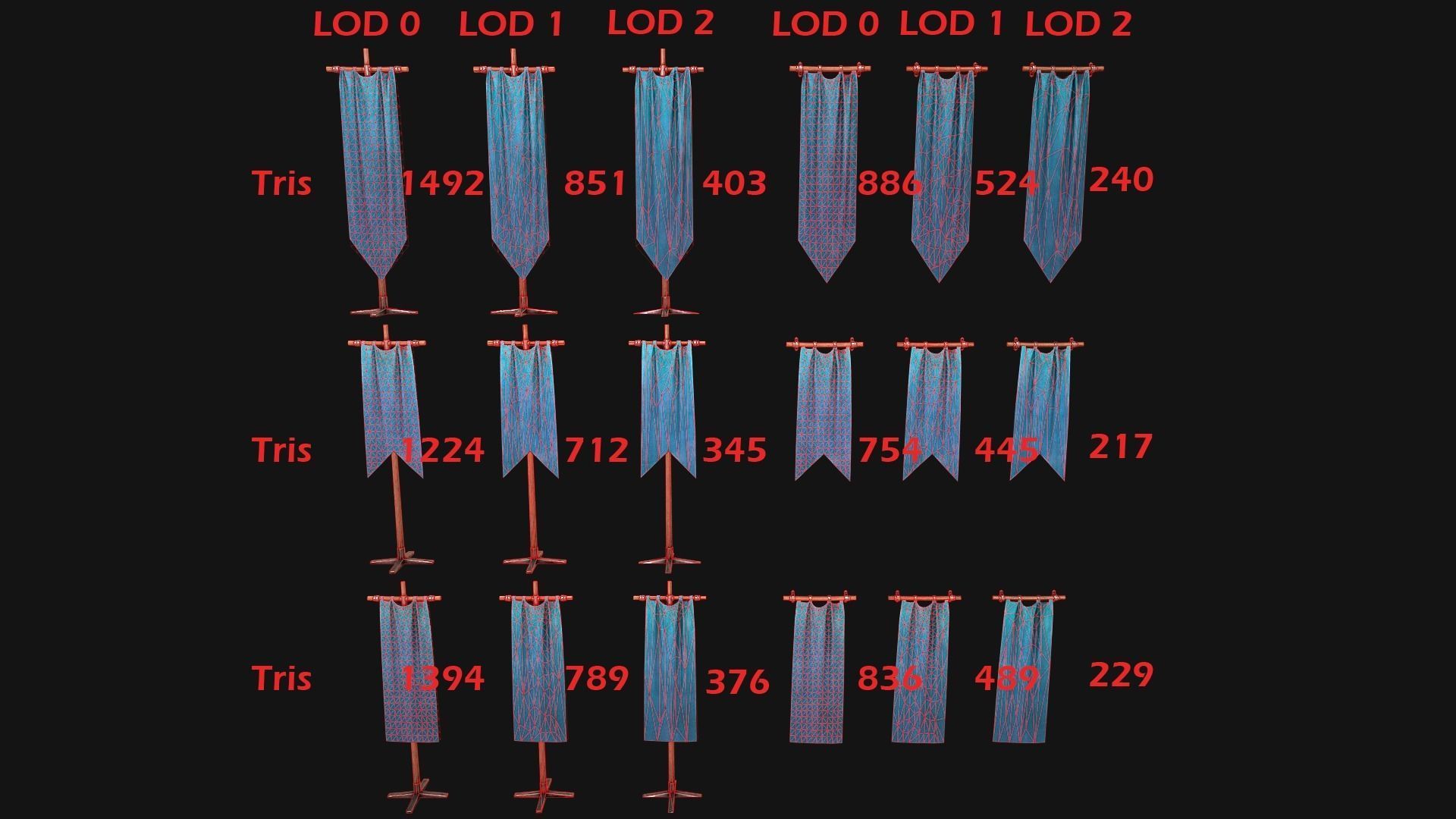 Medieval Flags Pack Low-poly 3D model_8