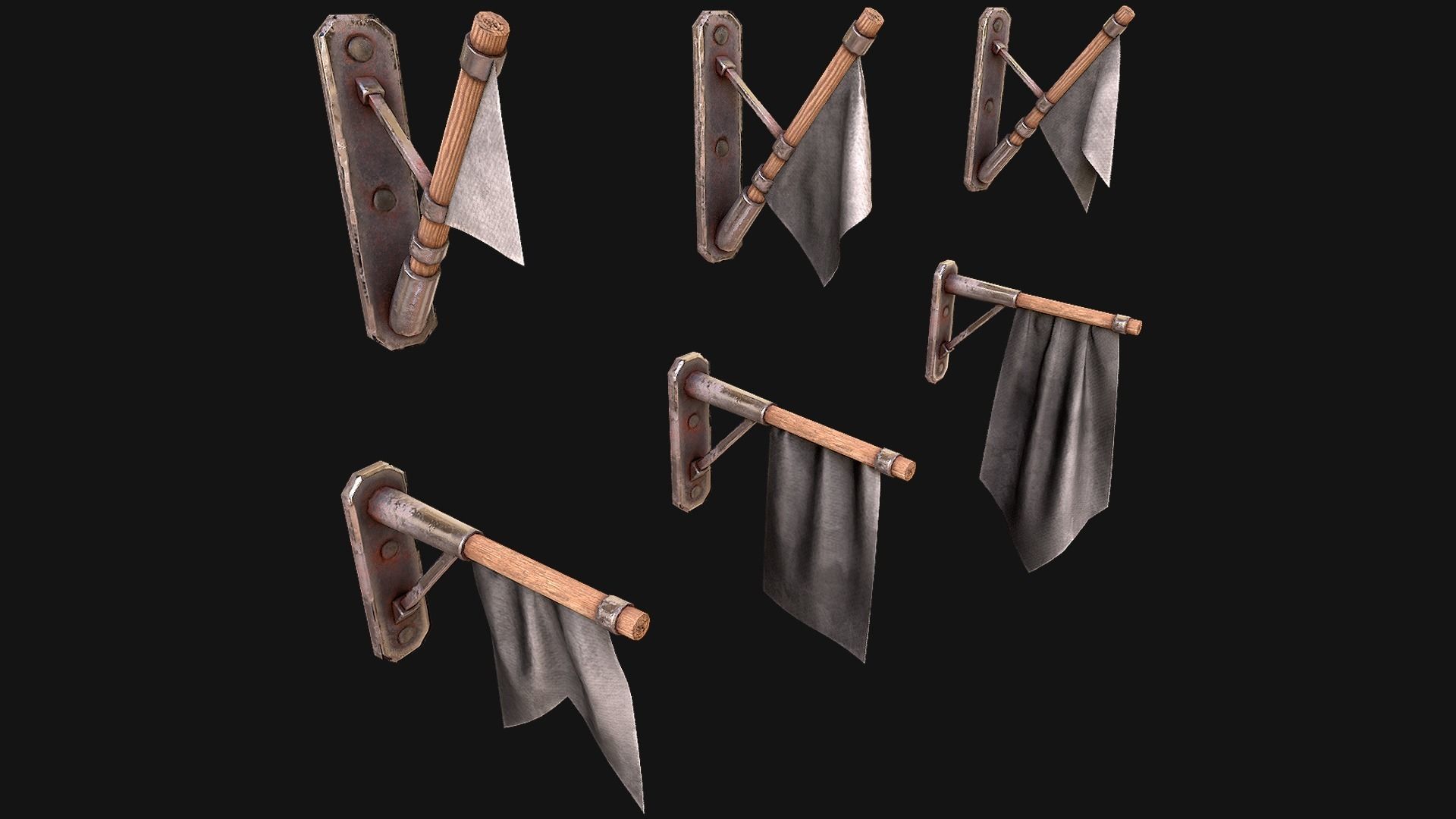 Medieval Flags Pack Low-poly 3D model_47