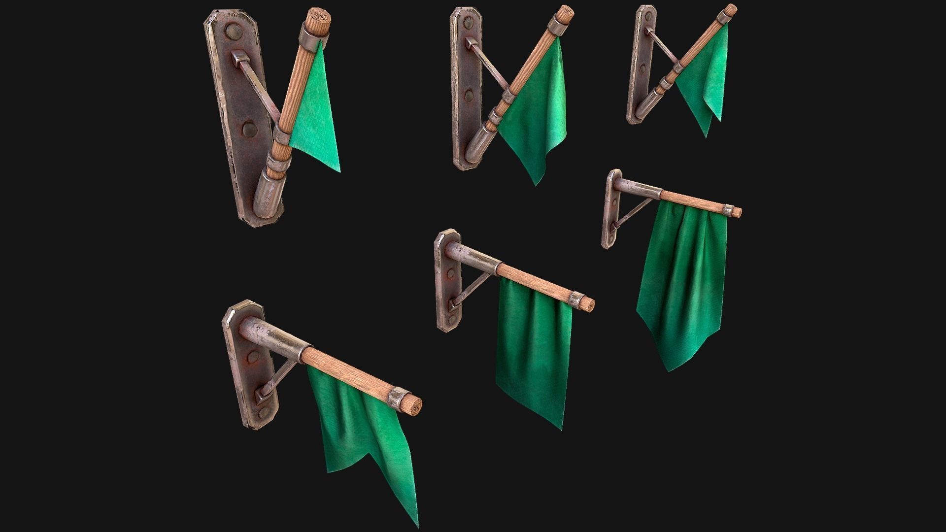 Medieval Flags Pack Low-poly 3D model_46