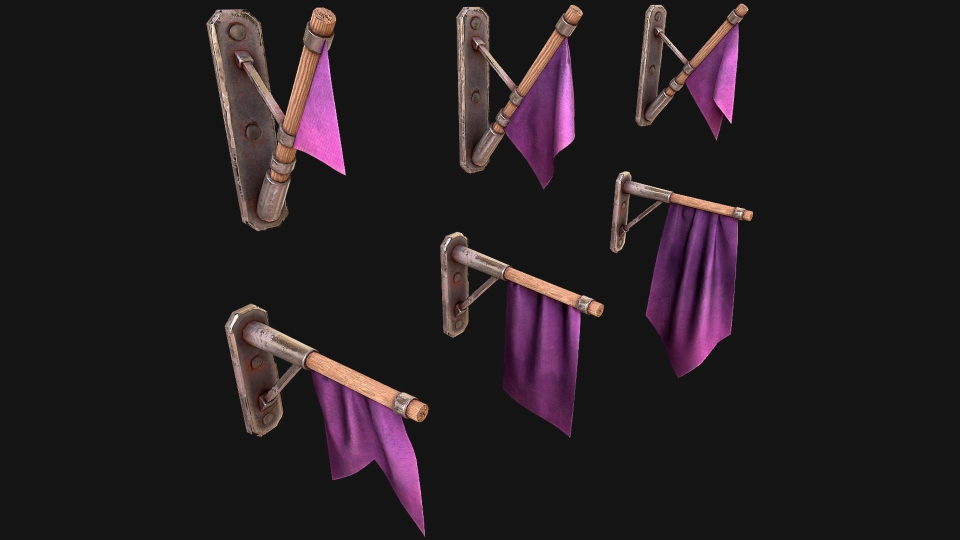 Medieval Flags Pack Low-poly 3D model_43