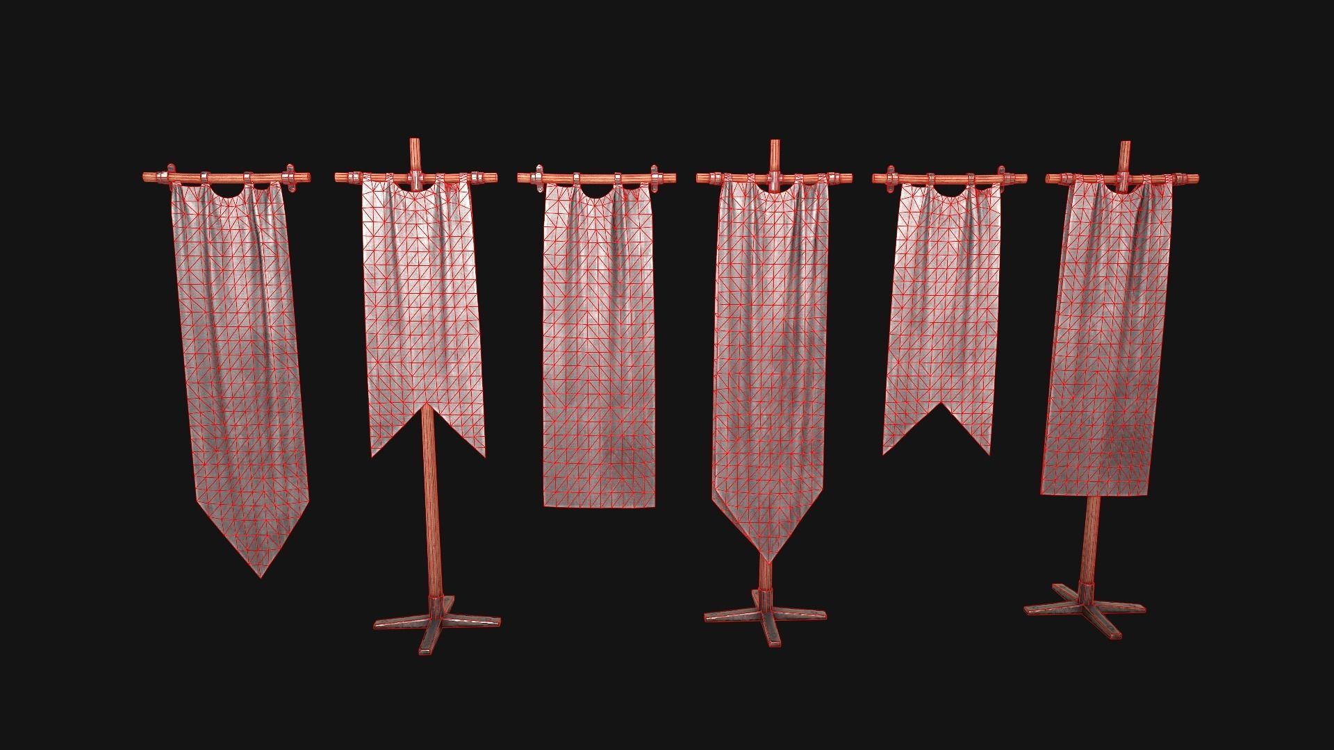 Medieval Flags Pack Low-poly 3D model_38