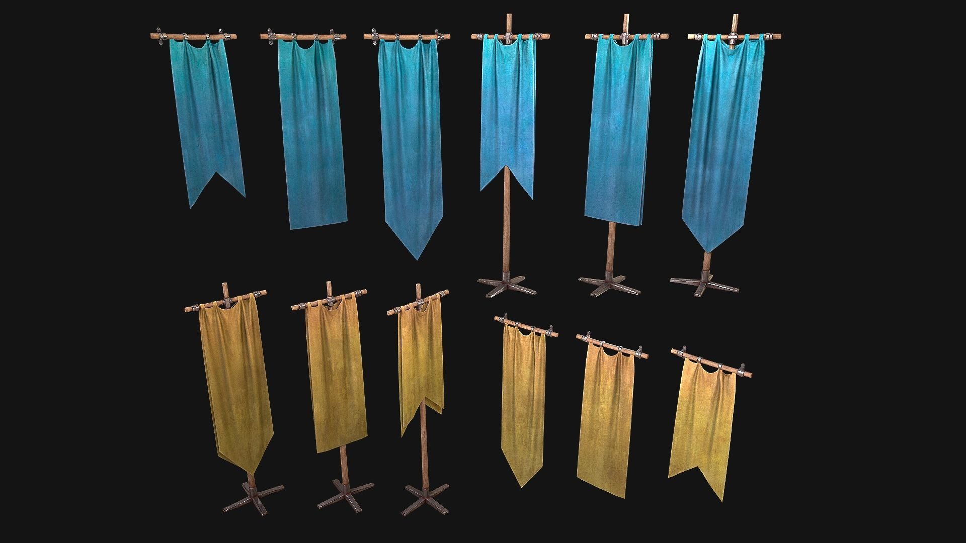 Medieval Flags Pack Low-poly 3D model_40