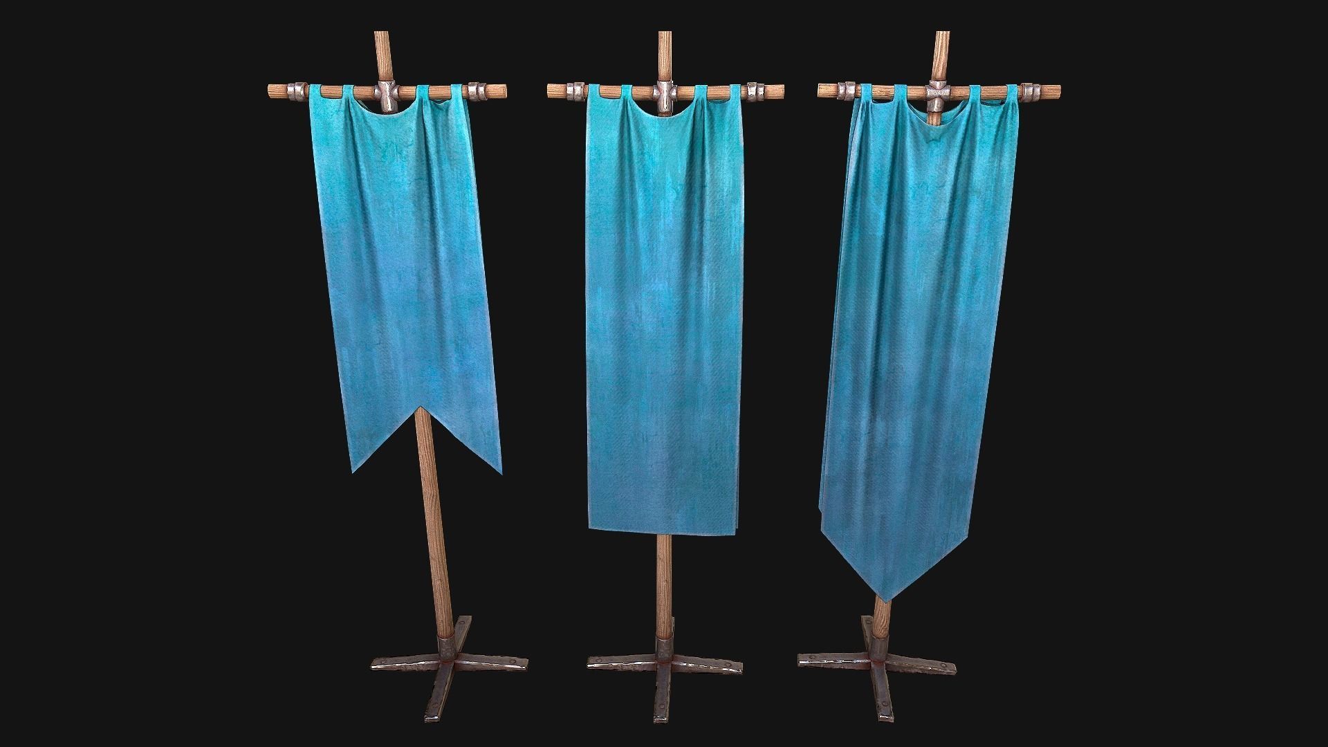 Medieval Flags Pack Low-poly 3D model_22
