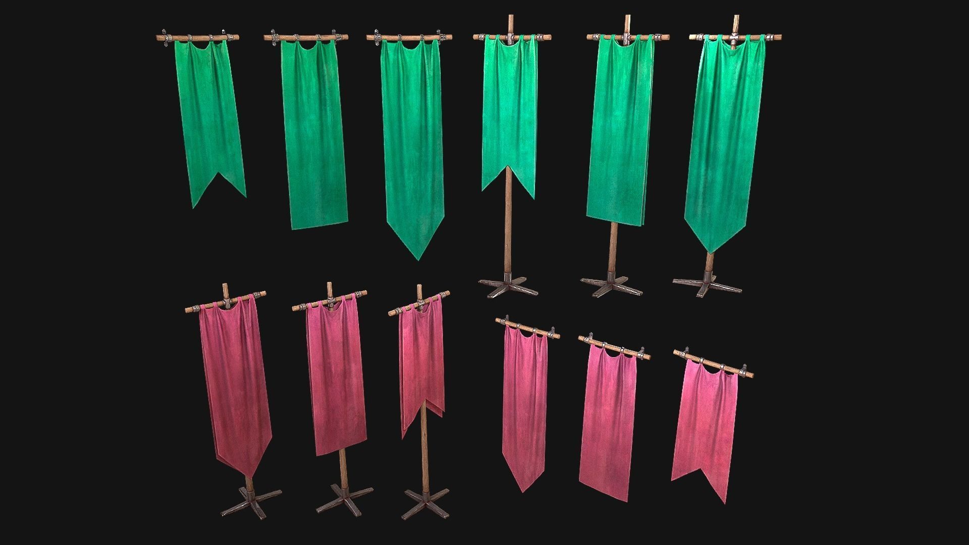 Medieval Flags Pack Low-poly 3D model_20