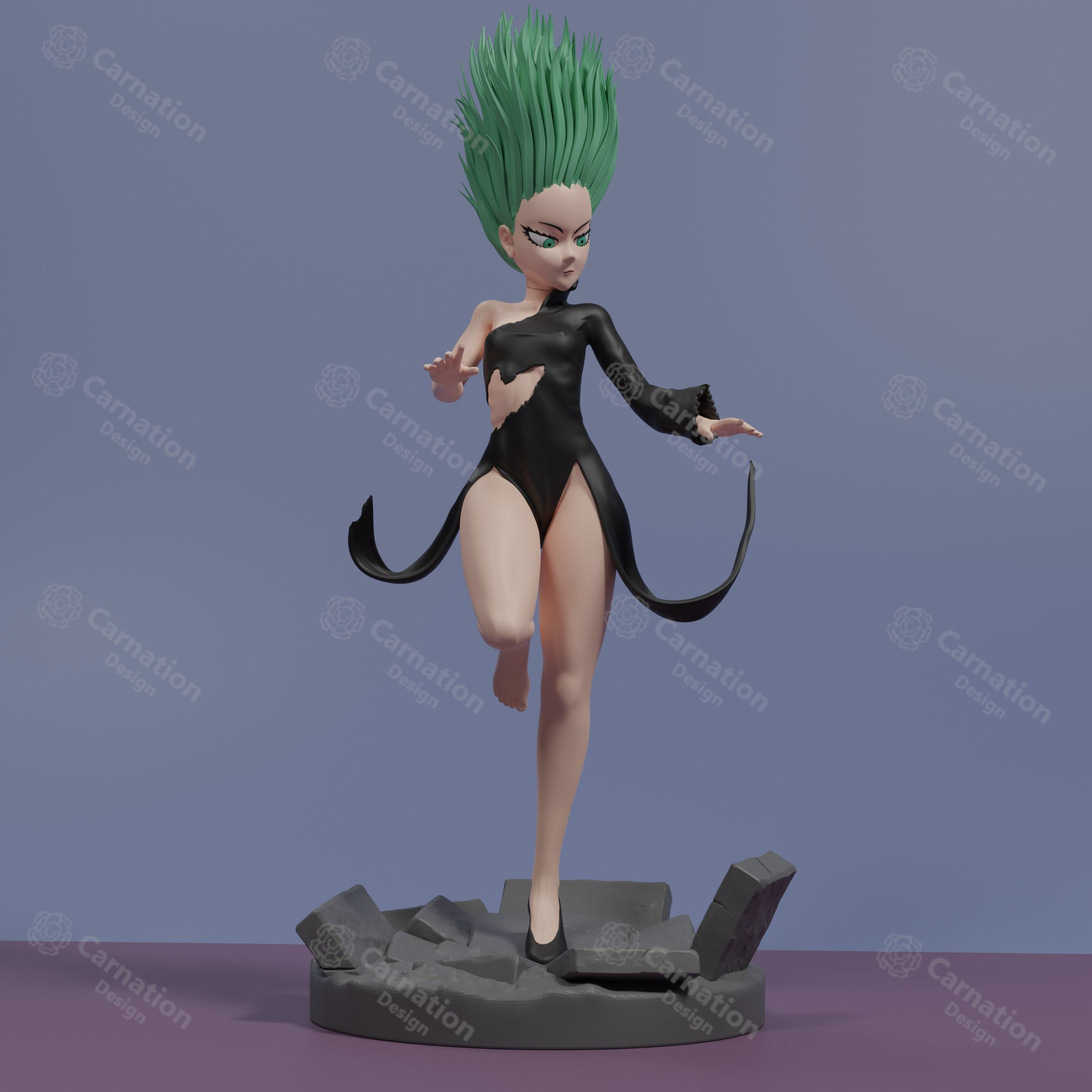 Tatsumaki girl with hair 3D print model_2