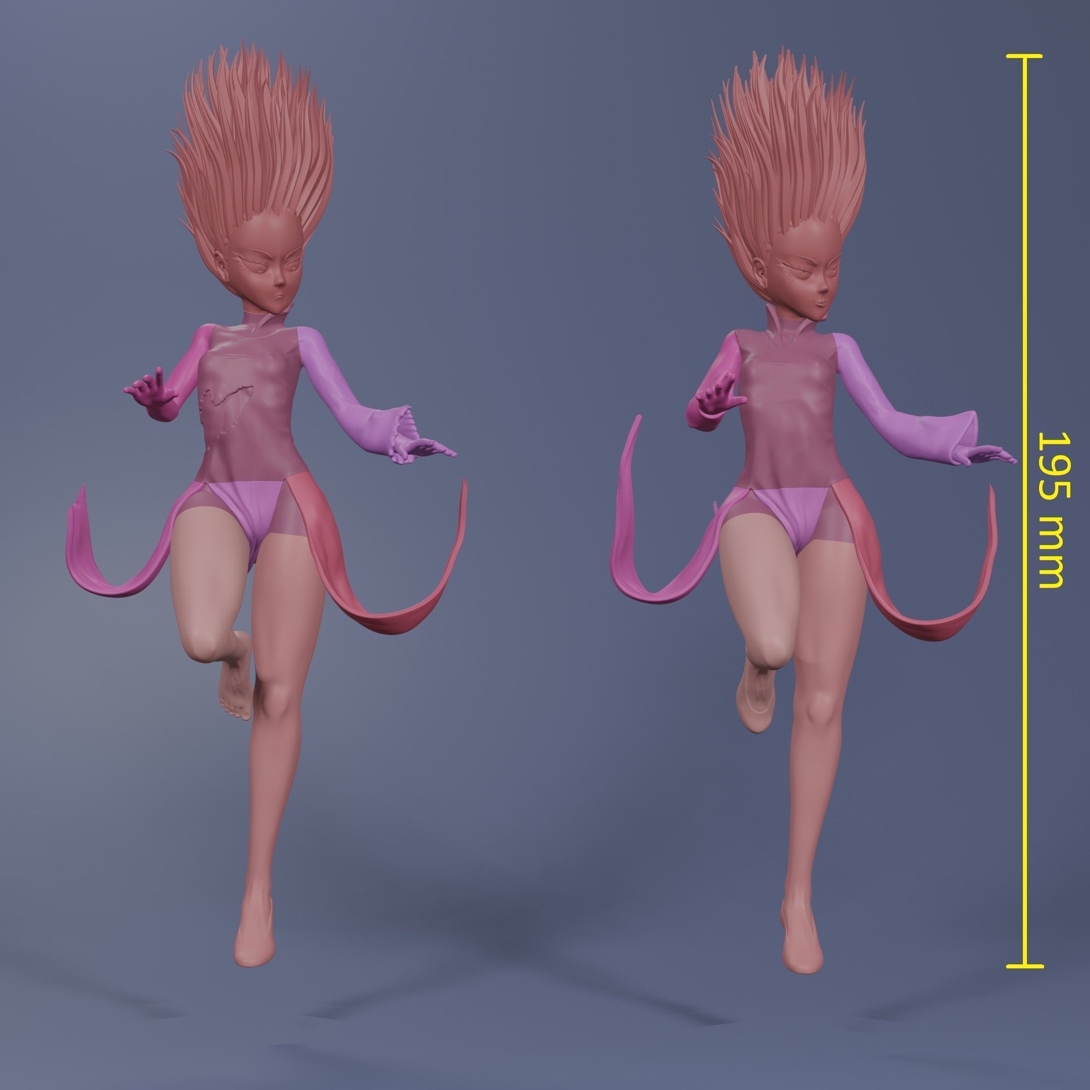 Tatsumaki girl with hair 3D print model_5