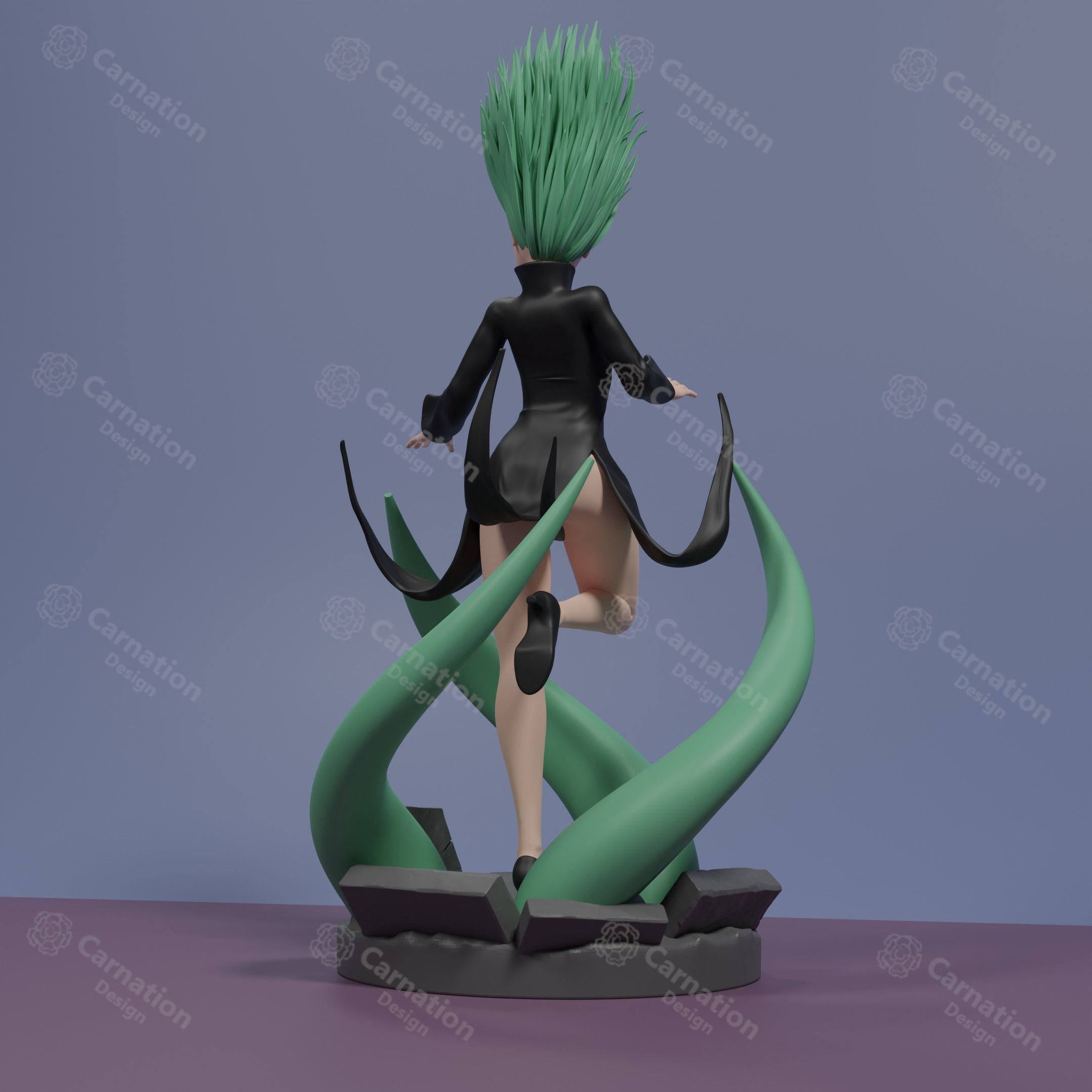 Tatsumaki girl with hair 3D print model_3