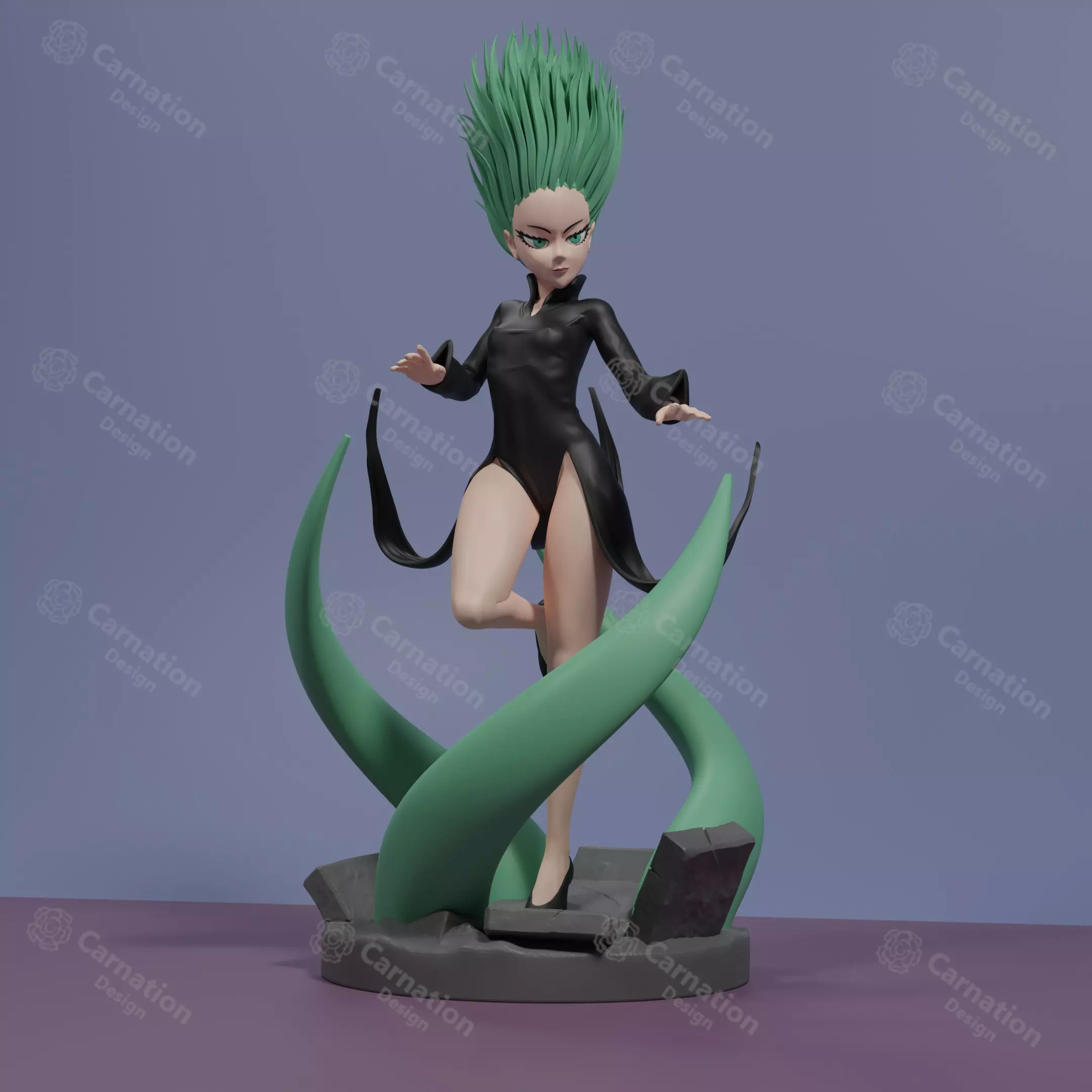 Tatsumaki girl with hair 3D print model_0