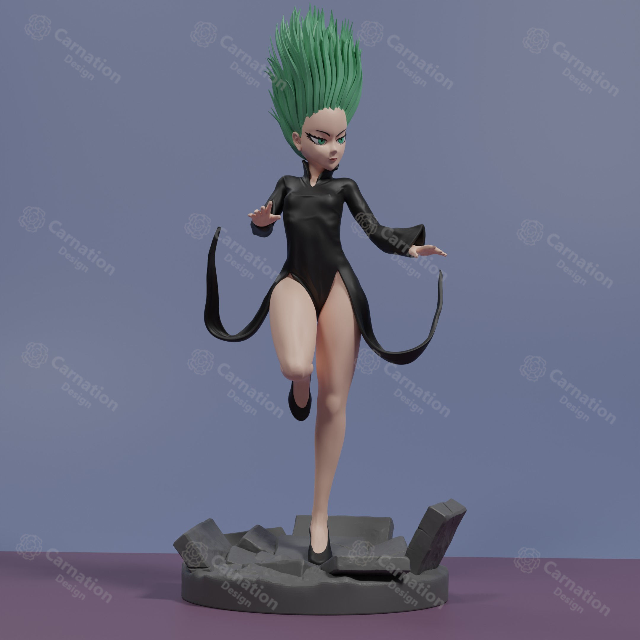 Tatsumaki girl with hair 3D print model_1