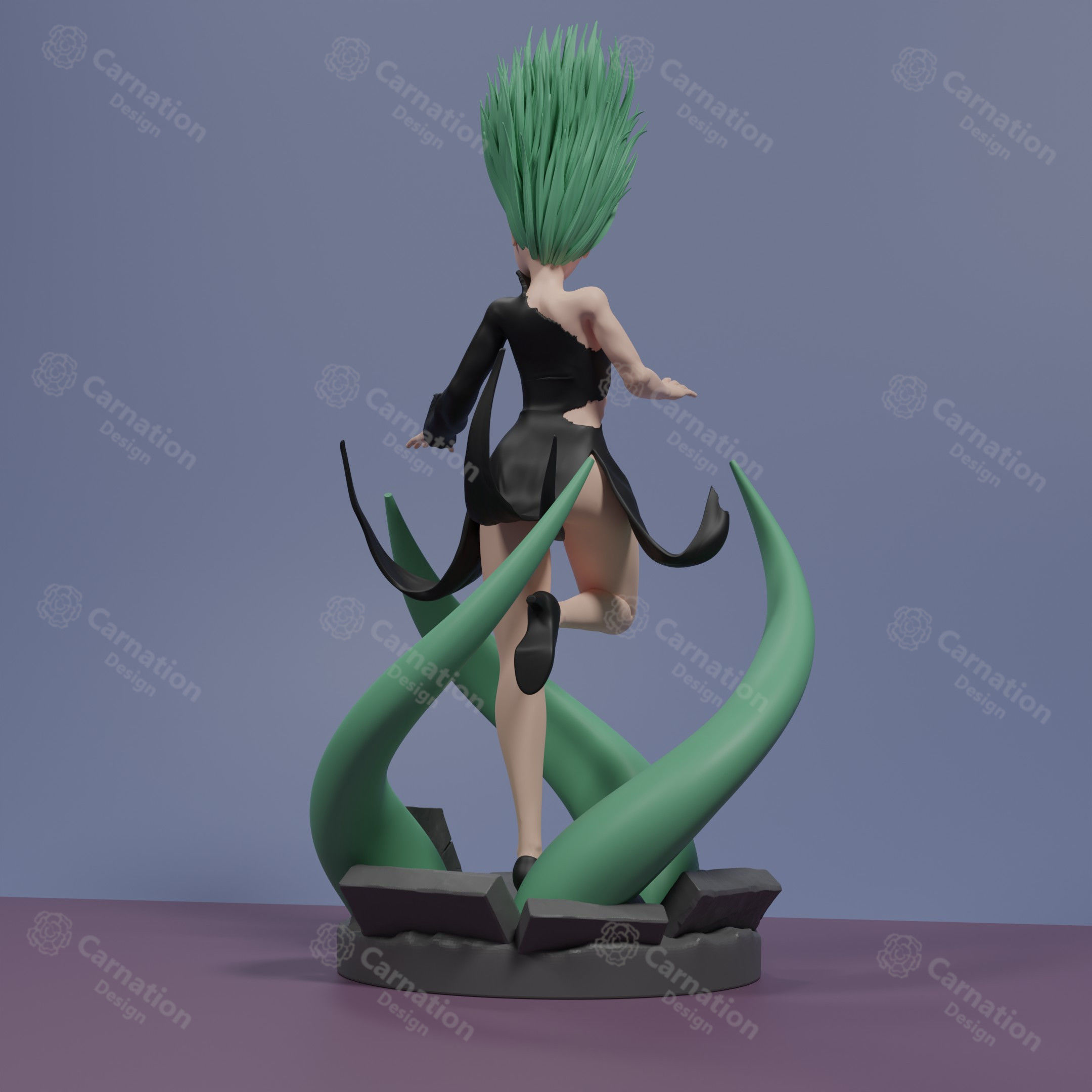 Tatsumaki girl with hair 3D print model_4