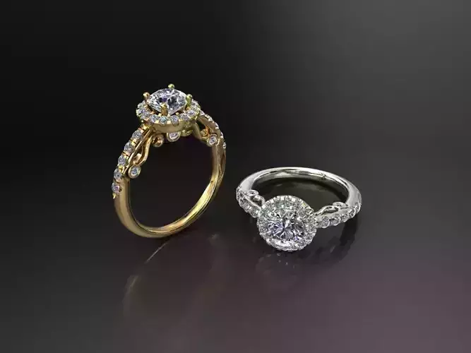Diamond Engagement Ring 3D Model for print
