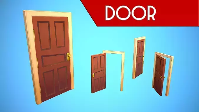 DOOR 5 CARTOON STYLIZED HOME HOUSE Low-poly 3D model