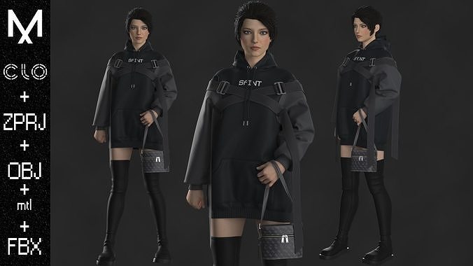 Urban Outfit Female OBJ mtl FBX ZPRJ 3D model | CGTrader