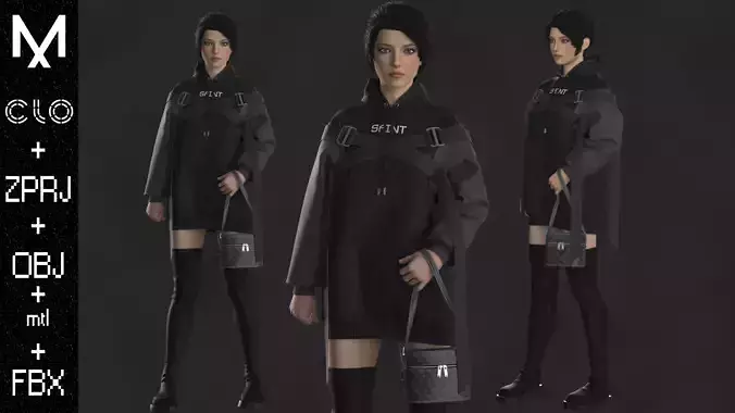 Urban Outfit Female OBJ mtl FBX ZPRJ