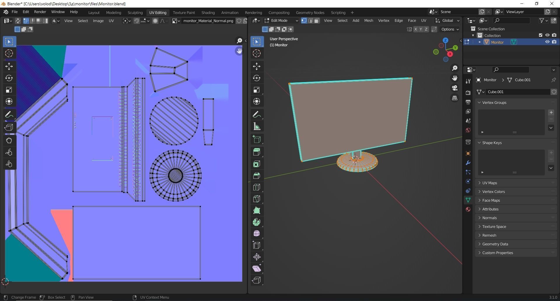 Monitor PC personal computer office gaming display  Screen LED Low-poly 3D model_5