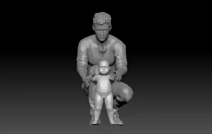 DAD WITH NEWBORN 2 3D print model