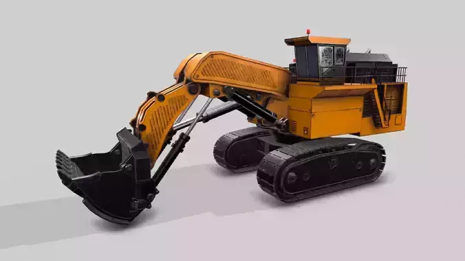 Old Industrial Vehicle Excavator Low-poly 3D model