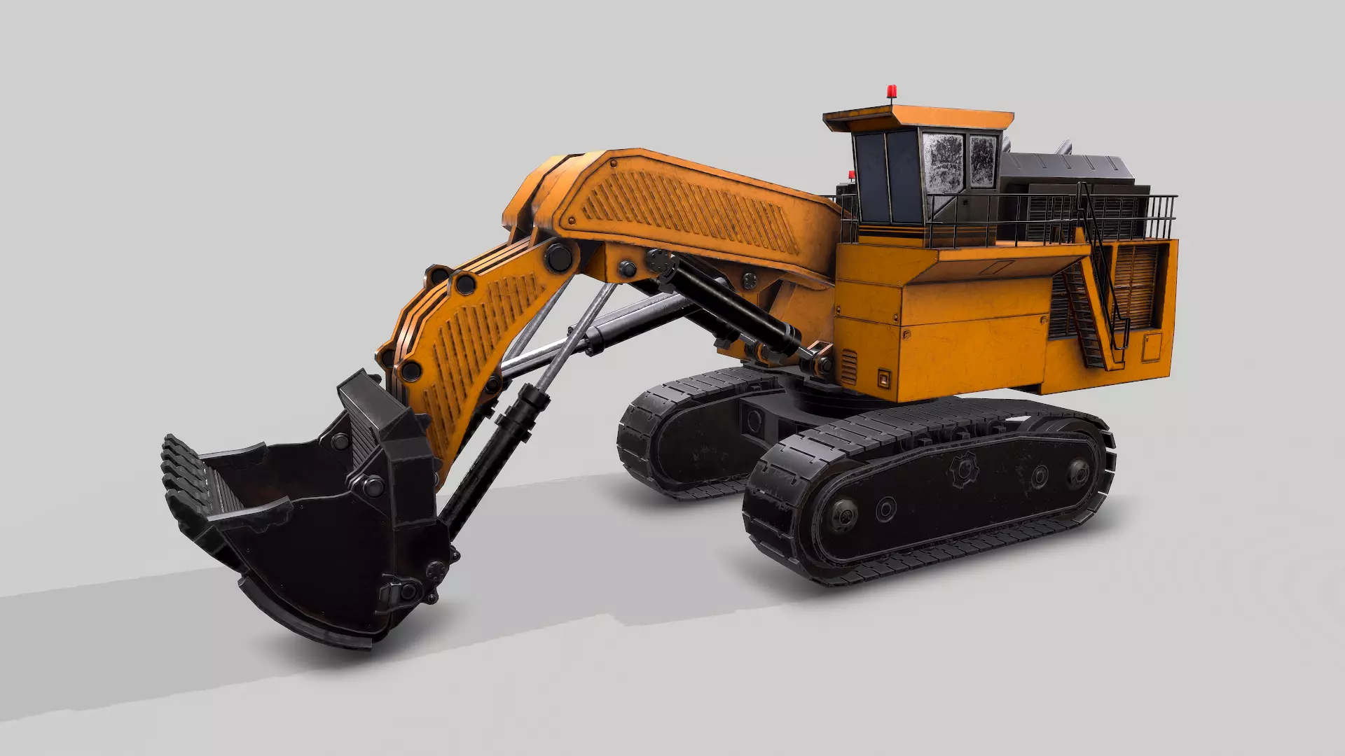 Old Industrial Vehicle Excavator Low-poly 3D model_0