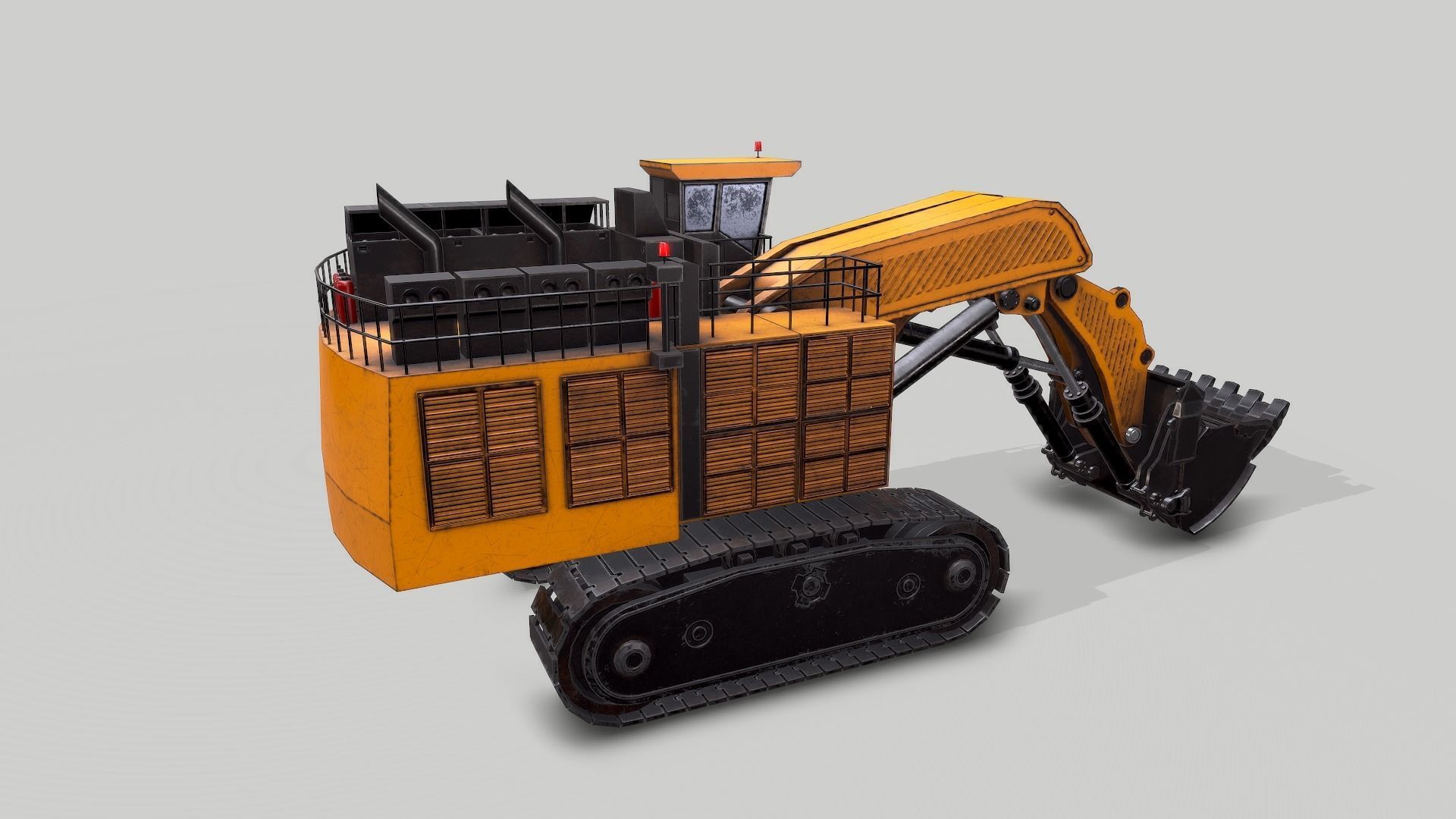 Old Industrial Vehicle Excavator Low-poly 3D model_3