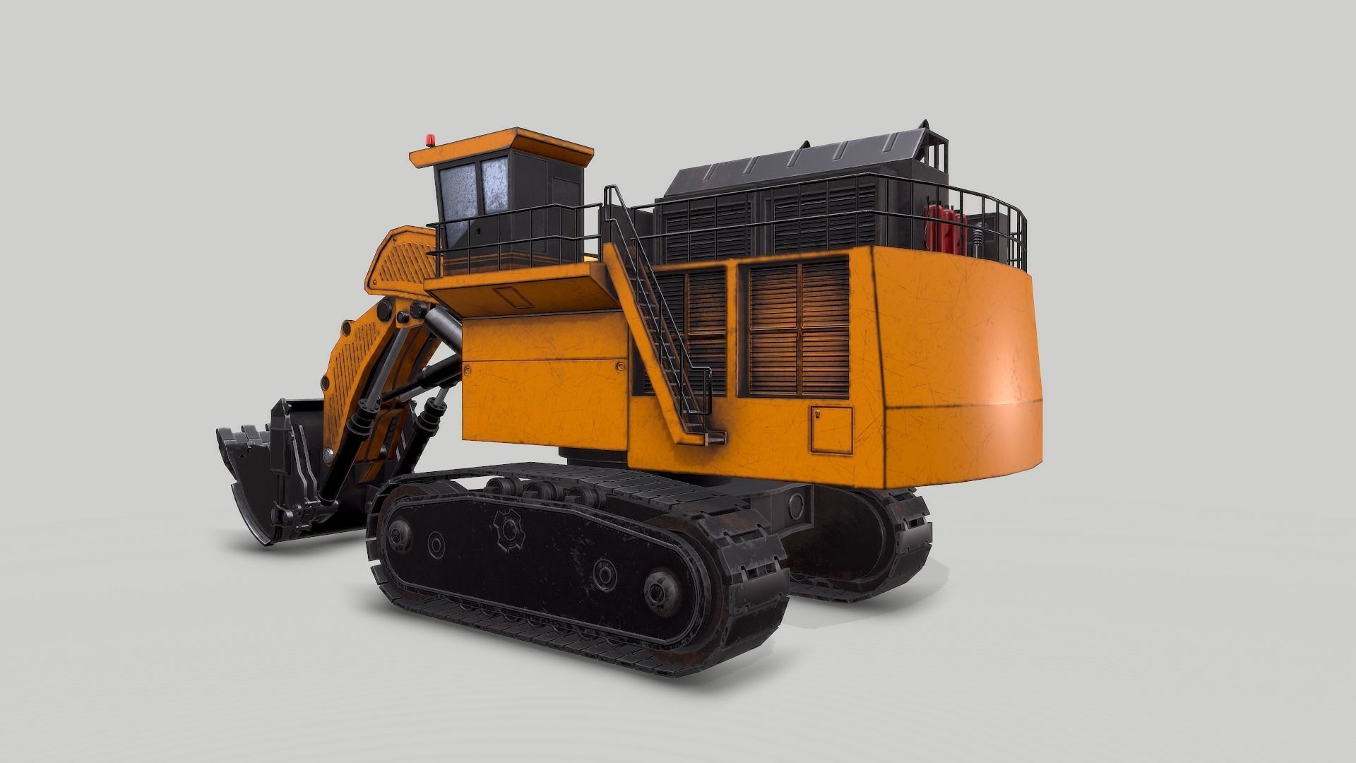 Old Industrial Vehicle Excavator Low-poly 3D model_5