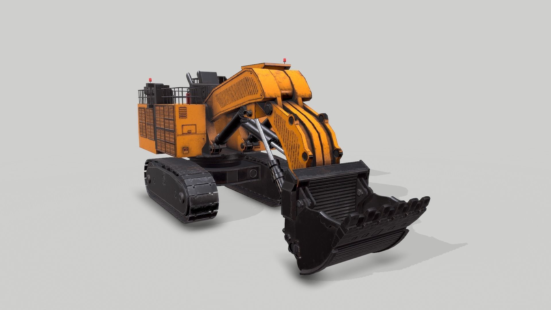 Old Industrial Vehicle Excavator Low-poly 3D model_2