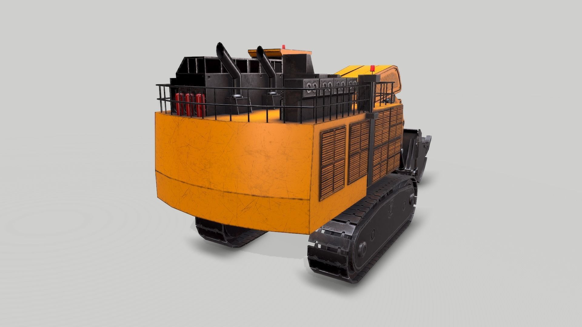 Old Industrial Vehicle Excavator Low-poly 3D model_4