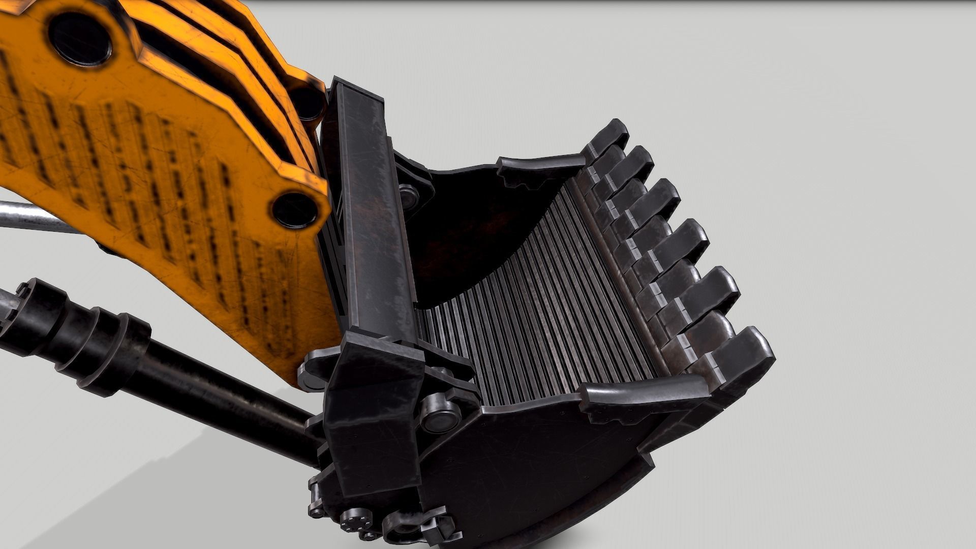 Old Industrial Vehicle Excavator Low-poly 3D model_7